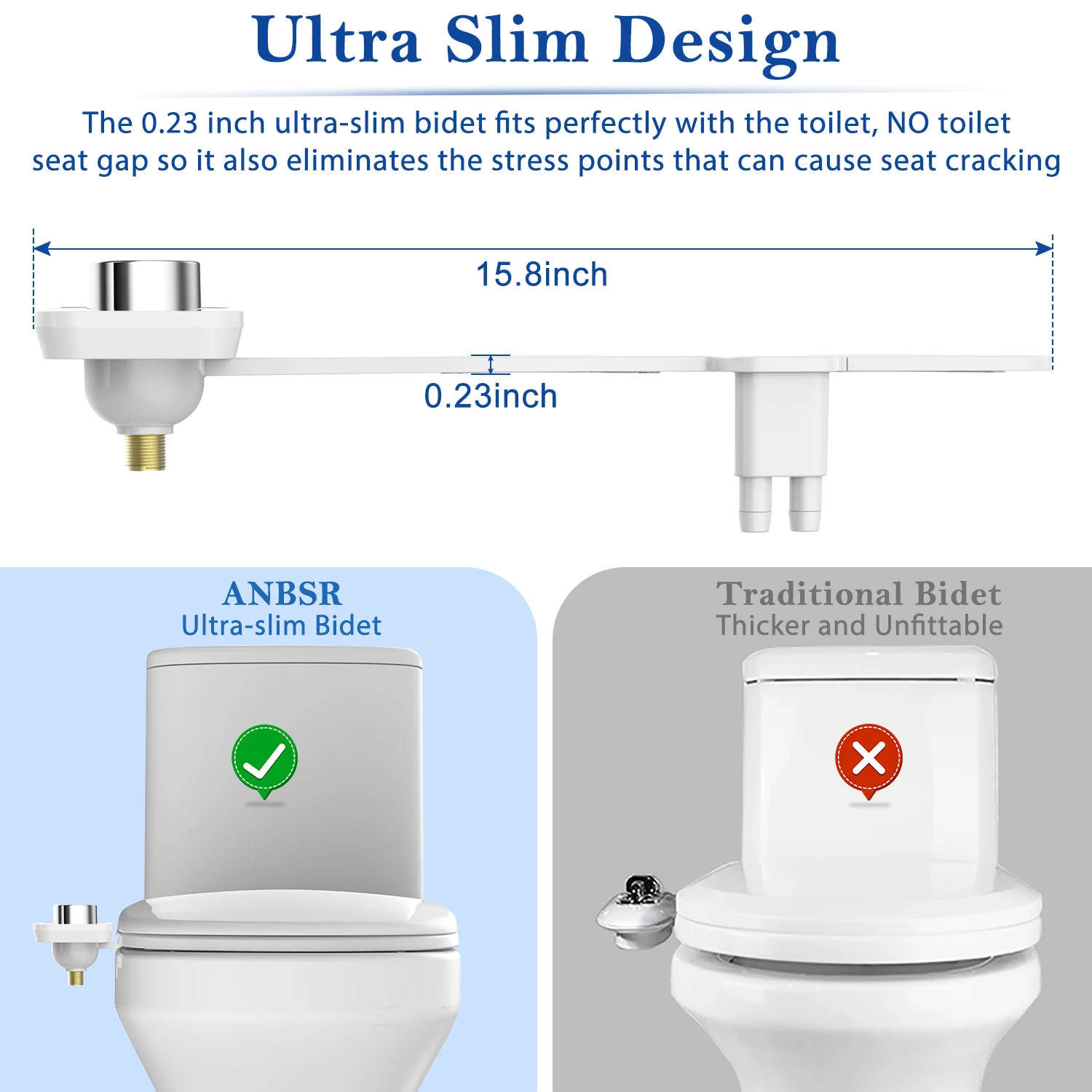 Toilet Seat Bidet Attachment SOOSI Non-Electric Double Nozzle Spiral Adjustable Water Pressure Ass Sprayer