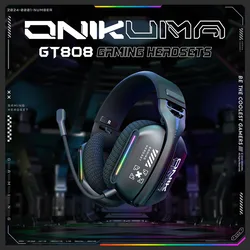 Ultimate Tri - Mode Wireless Gaming Headset with HD Mic and Immersive Sound - Black (GT808)