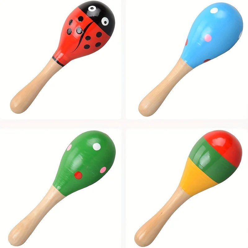 Mini Wooden Children Maracas Toys Premium Quality Funny Baby Sand Hammer Toy Noisemaker Infant Sound Recognition Educational Toy 3