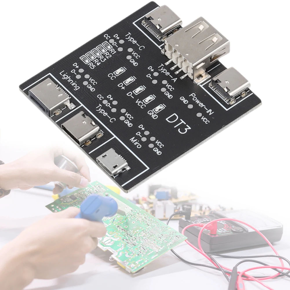 DT3 USB 케이블 테스터 USB Type-C 데이터 케이블 감지 보드 날짜 케이블 온오프 감지 iOS 안드로이드용 USB 케이블 검사기