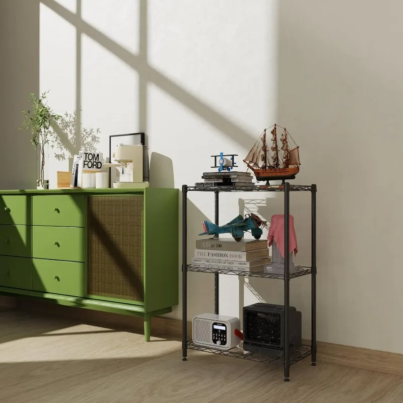 3 Tier Shelves Storage, Wire Shelf Unit, Standing Adjustable Metal Shelves Organizer, Storage Racks for Restaurant Garage Pant 2