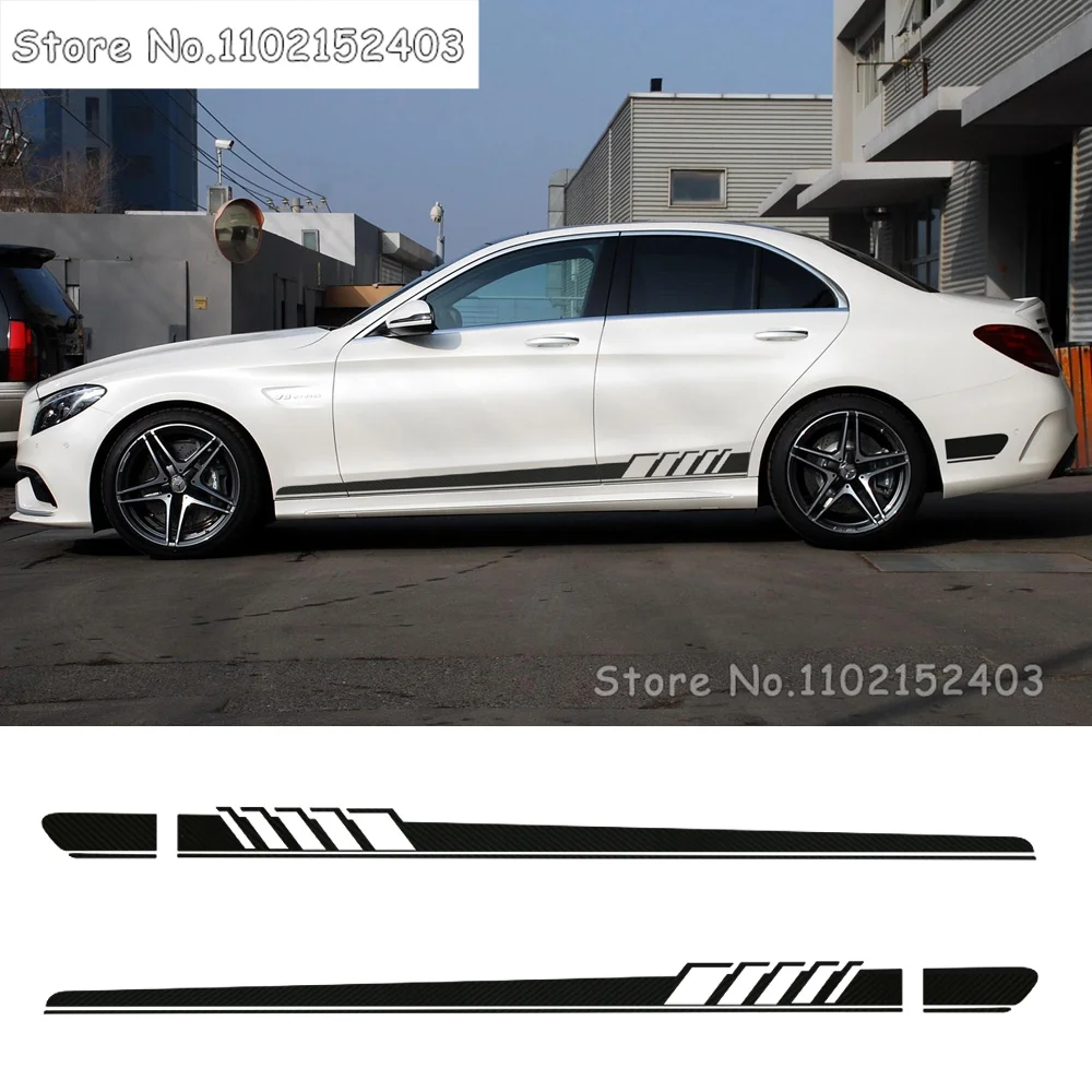 

1 пара наклеек с боковыми полосками для Mercedes Benz W205 C Class C63 AMG s-6 цветов на выбор
