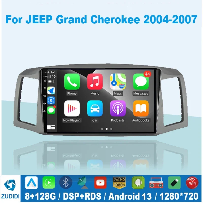 

For Jeep Grand Cherokee 2004 2005 2006 2007 Car Radio 4G GPS Multimedia Player DSP IPS Carplay+Auto 8 Core Android 13 Stereo