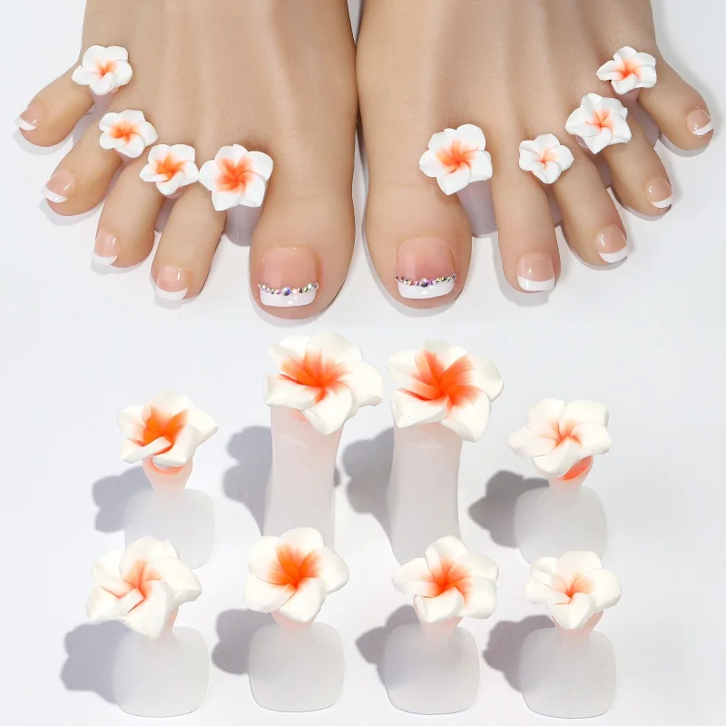 8pcs/Bag Soft Silicone Flower Design Perals Toe Separator For Pedicure Foot Finger Splitter Flexible Finger Toe Separation Tool toe separators toe spreader finger toe separator