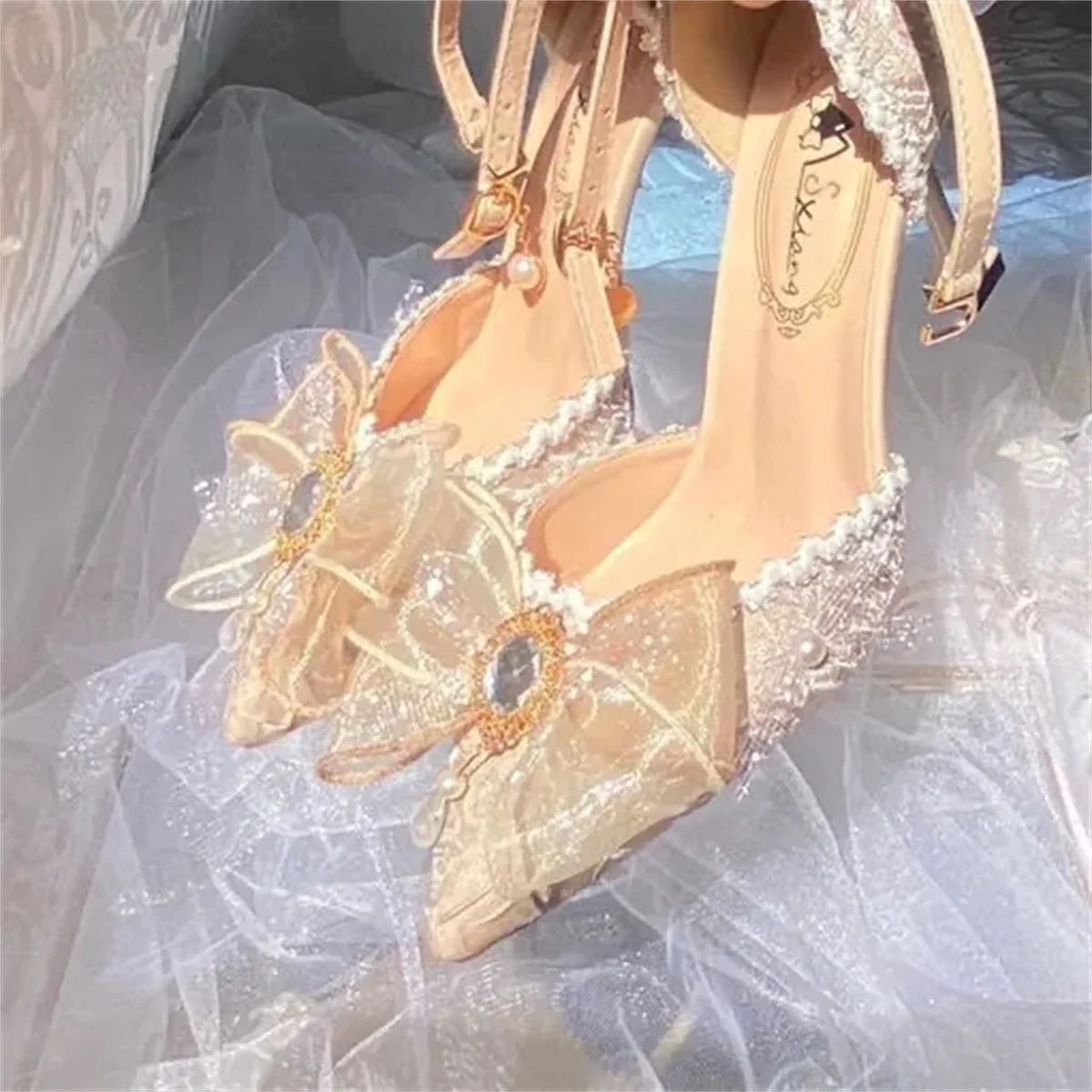 우아한 레트로 로리타 코트 스타일 코스프레 꽃 웨딩 소녀, 화려한 새틴 활 진주 보석 리본 꽃, 8.5cm 하이힐 신발
