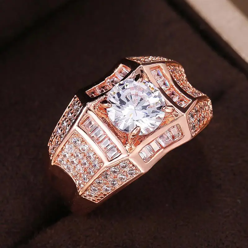 

HOYON Exquisite Fashion Jewelry Rose Gold Platinum Women's Ring Wedding Jewelry Diamond Zircon 1 Carat Men's s925 Silver Ring
