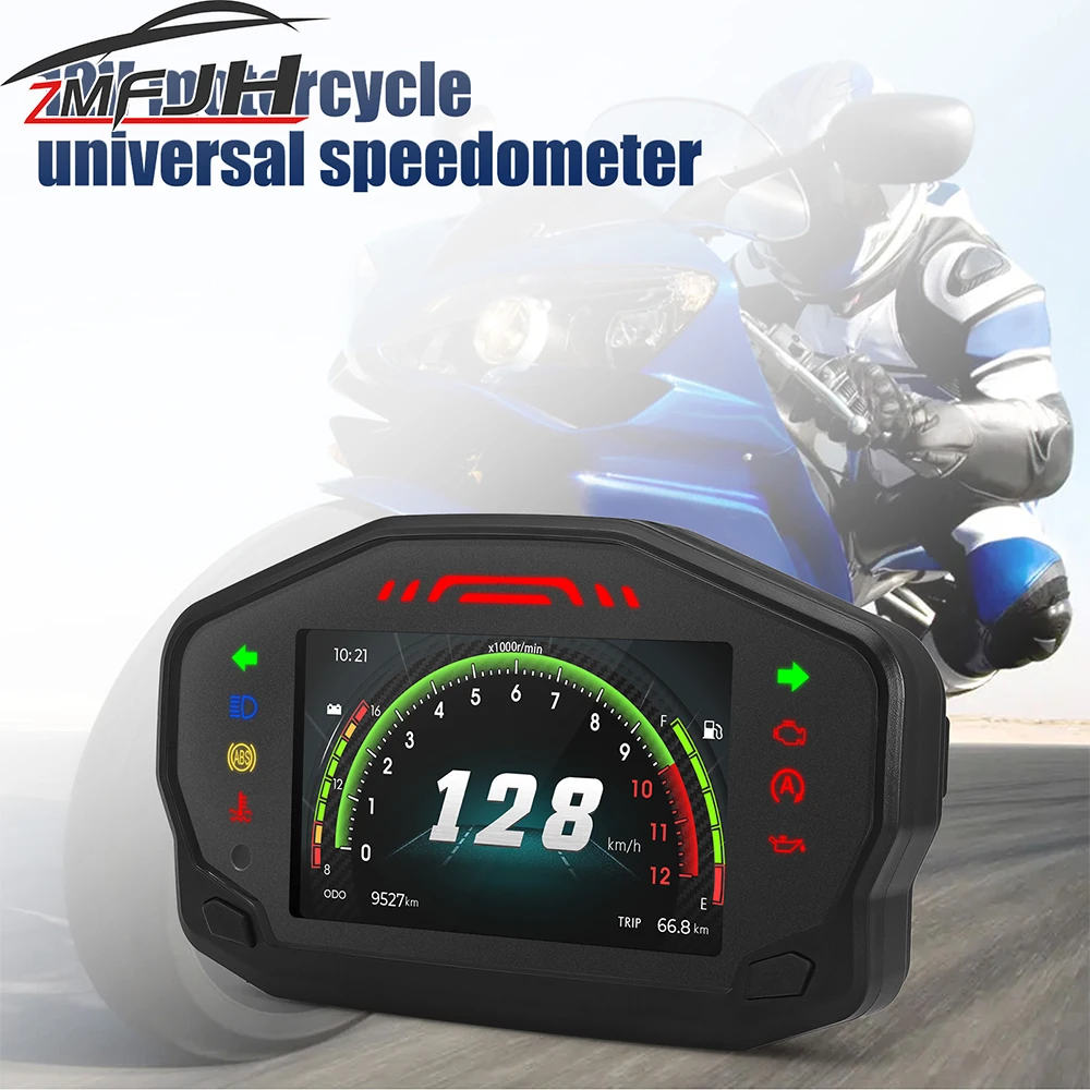 Universal Motorcycle Speedometer Tachometer Fuel Gauge Time RPM Trip Odometer Digital Dashboard For 12V Motorcycle Display Gauge