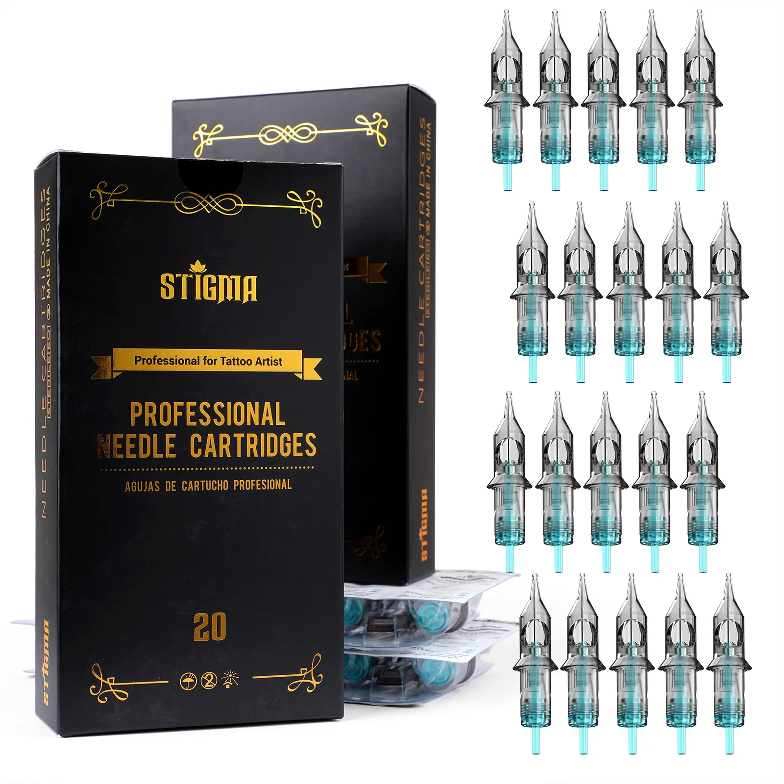 STIGMA 20/50PCS Professional Tattoo Cartridge Needles 0.3/0.35mm Round Liner 3RL 5RL 7RL Sterilized Safety For Tattoo Machine 2
