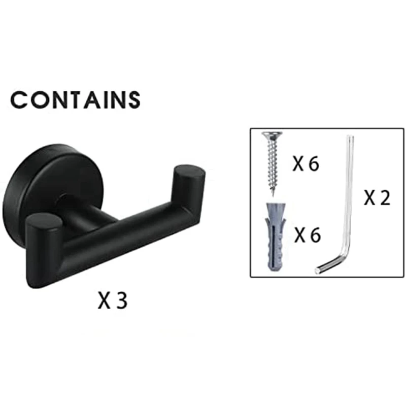 Double Towel Hooks For Bathroom Black Wall Mount Robe Hook Double Towel Hook Holder For Kitchen Bathroom