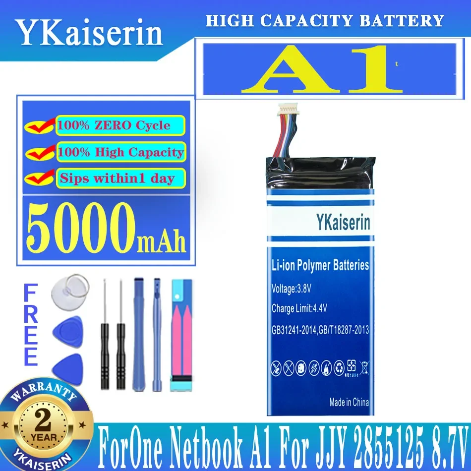 

YKaiserin A 1 5000MAH High Capacity Battery For One Netbook A1 For JJY 2855125 8.7V Replacement Battery + Free Tools