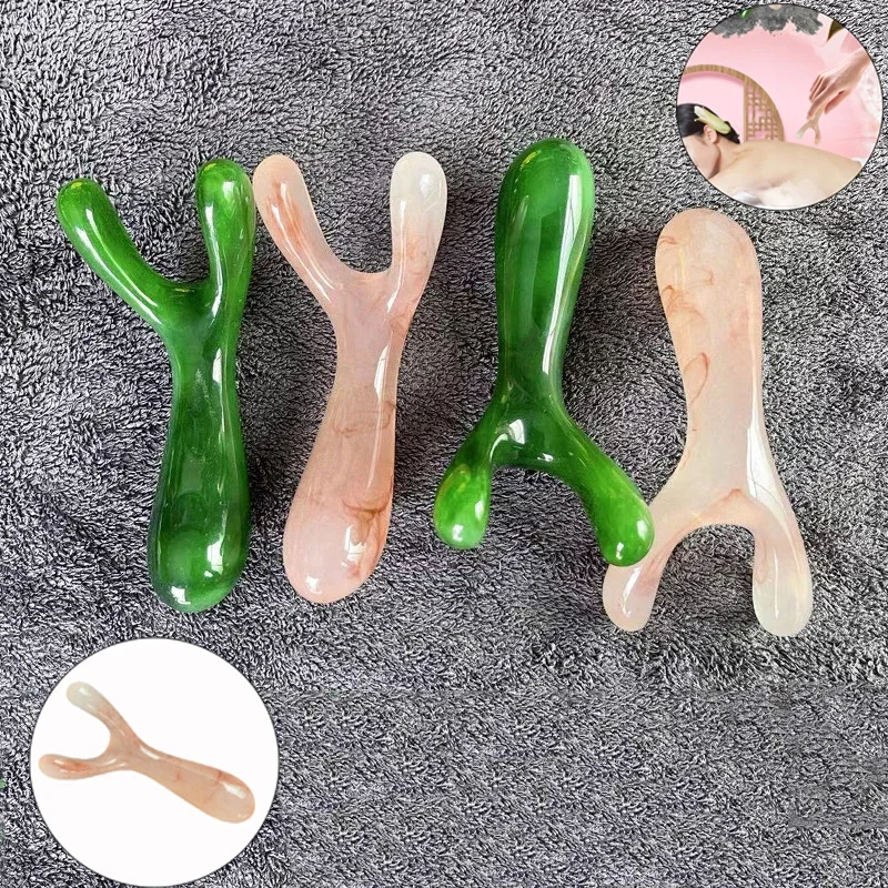 

Resin Face Lifting Stone Guasha Scraping Facial Gouache Y-shaped Fork Massage Plate Nose Massage Trigger Point Nose Massager