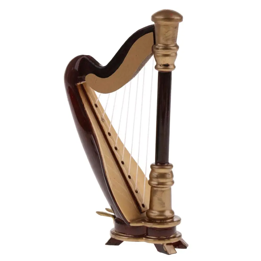 

Миниатюрный винтажный музыкальный инструмент для кукольного домика Harp 8 струн