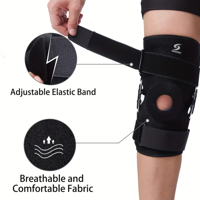 Sportout Knee Support with Removable Aluminium Hinges Knee Support Perfect for Gym, Weightlifting, Walking, Sports, Volleyball 3