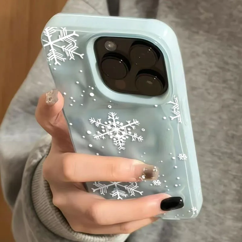 Elegant Snowflake Textured Winter Phone Case - Anti-Drop Soft Cover