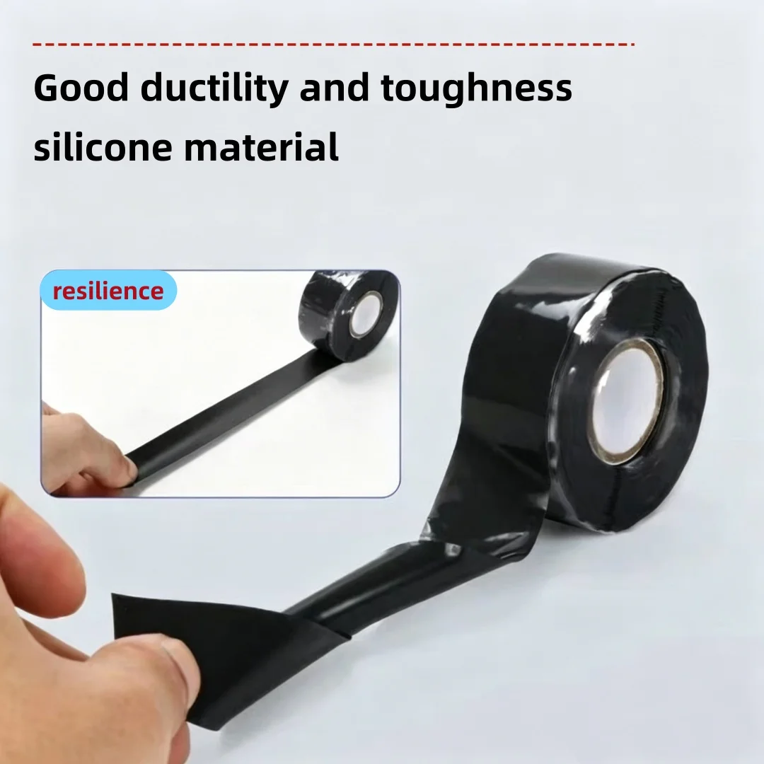 Black Self-Adhesive Silicone Repair Tape - Heavy-Duty, Waterproof, Heat-Resistant, and Insulated