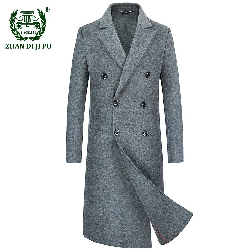 Winter Wool Coat Men Business Casual Korean Fashion Long Trench Coat Men Solid Thick Double-breasted Wool Coats Outwear Men 2024