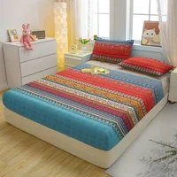 1 Simple Modern Striped Printed Matte Fitted Sheet, Bedroom Printed Bed Cover, Bedding (Excluding Pillowcases) 2