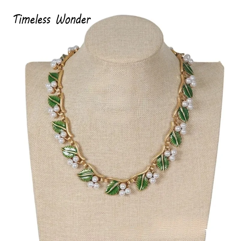 

Timeless Wonder Fancy Zircon Geo Leaf Necklaces for Women Designer Jewelry Rare Luxury Top Runway Gift Vintage Set 2612