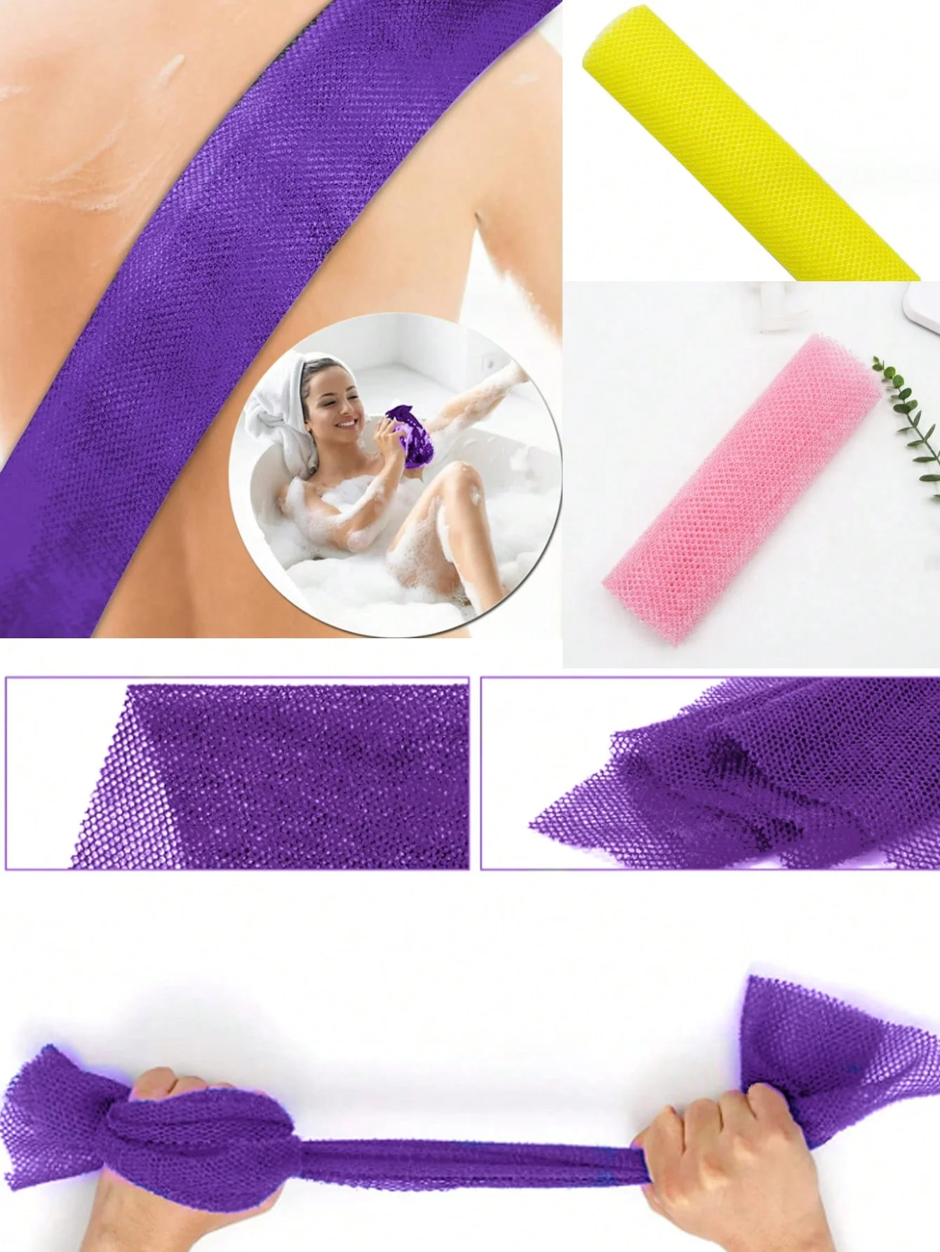3Pcs African Exfoliating Net Long Net Bath Sponge Exfoliating Shower Body Scrubber Back Scrubber Skin Smoother for Daily Back Bo 3