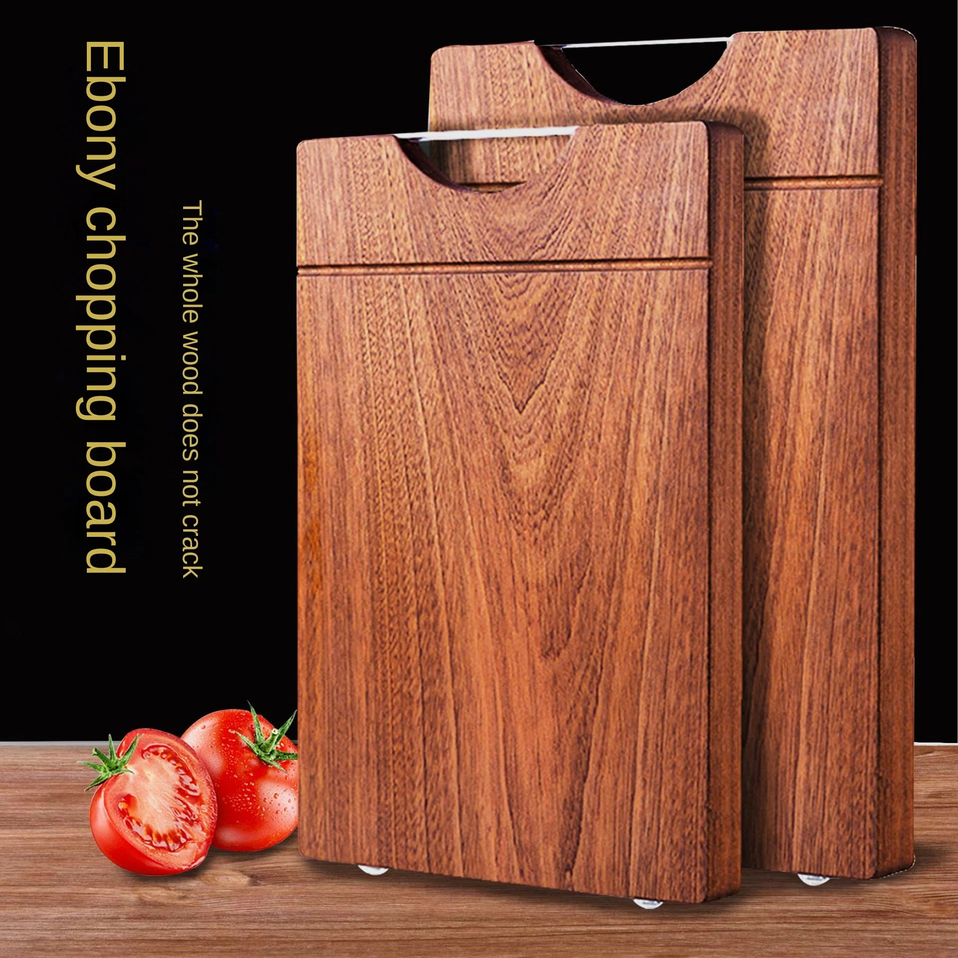 

Ebony solid wood cutting board, kitchen household double-sided whole wood chopping board