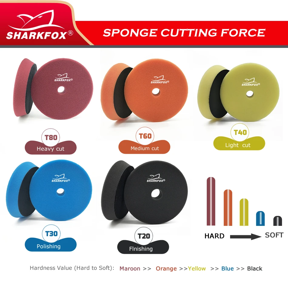 샤크폭스 5인치(125mm) 왁싱 패드 자동차 바디 광택 디스크 폼 버핑 휠 왁싱 키트 셀프 폴리싱 도구