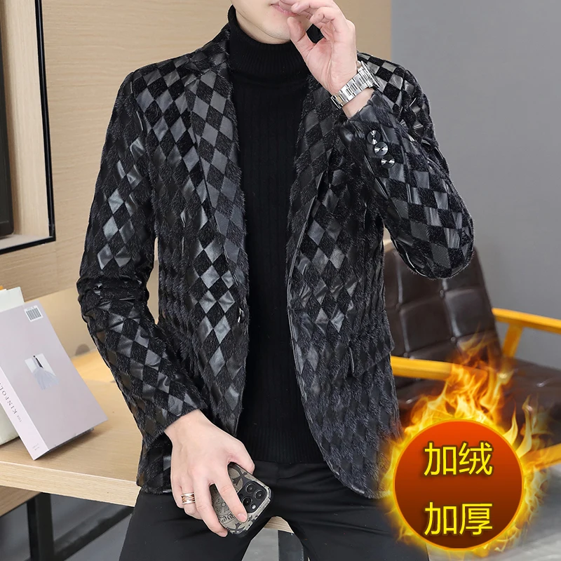 

Модный бутиковый тренд 2023, новый британский зимний утепленный теплый Молодежный корейский Повседневный мужской костюм с длинным рукавом, модный костюм