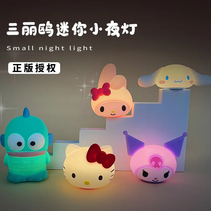

Sanrio Hellokitty Kuromi Small Night Light Kawaii Cinnamoroll Mymelody Mini Silicone Lamp Bedside Light Sleep Lamp Creative Gift