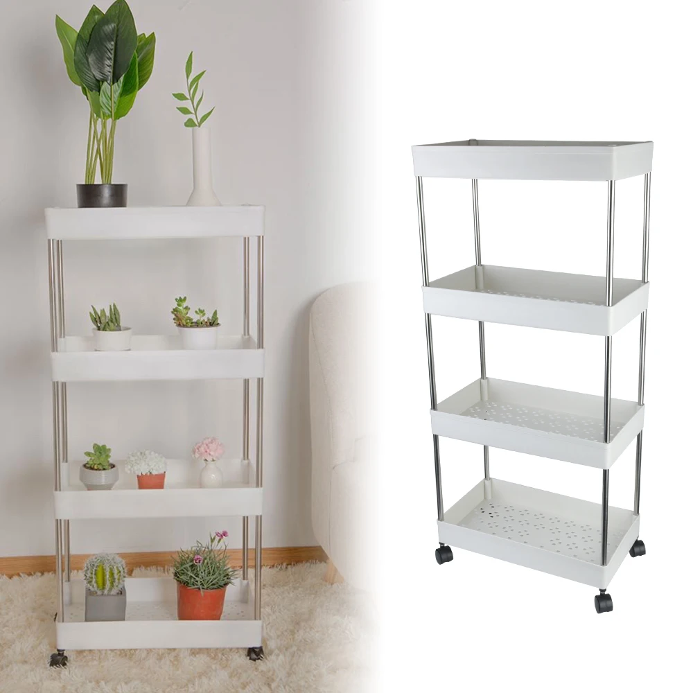 Storage Cart for Kitchen Bathroom with Rolling Wheels Multi-layer 3/4 Layer Space Saving Organizer Household Rack Mobile Shelf