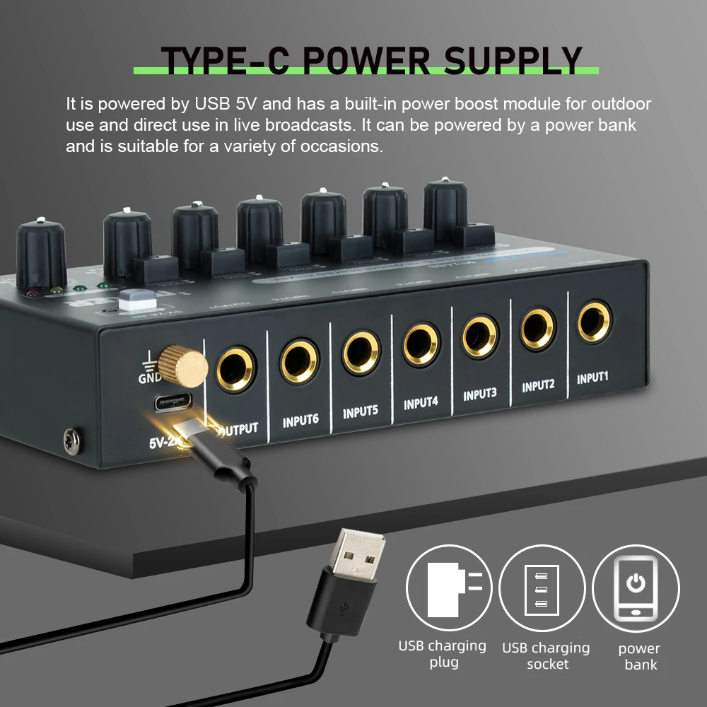 Audio Mixer Ultra Compact Mixer Mini DJ Low Noise 6 channel Sound Mixer Professional KTV Sound Stereo Guitar musical instrument