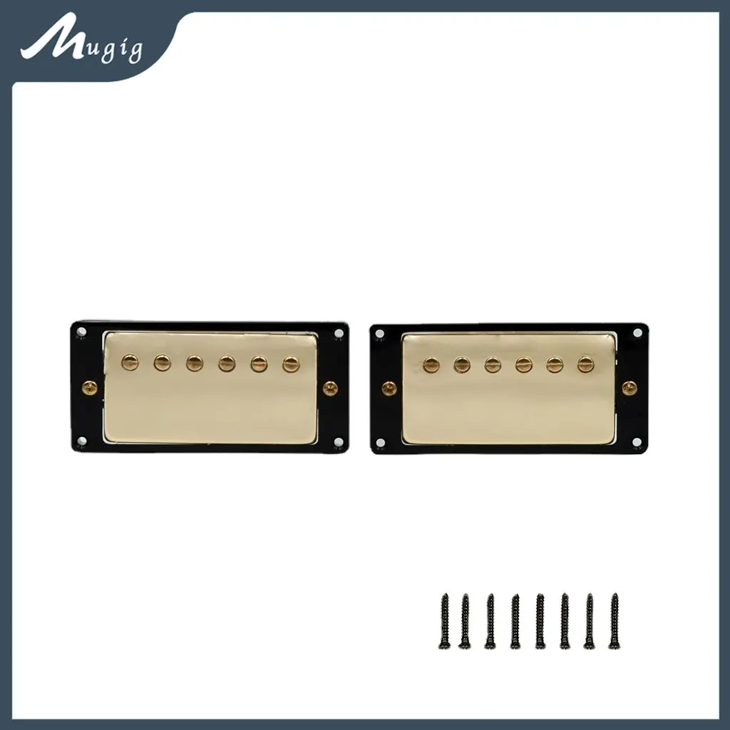 

Mugig Electric Guitar Humbucker Pickup 50mm & 52mm Guitar Pickup For LP Electric Guitar Gold Pickup Cover With Black Frame
