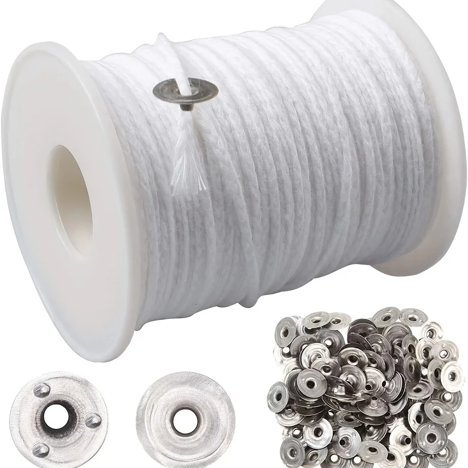 Candle Cotton Wick Roll with Metal Sustainer Tabs