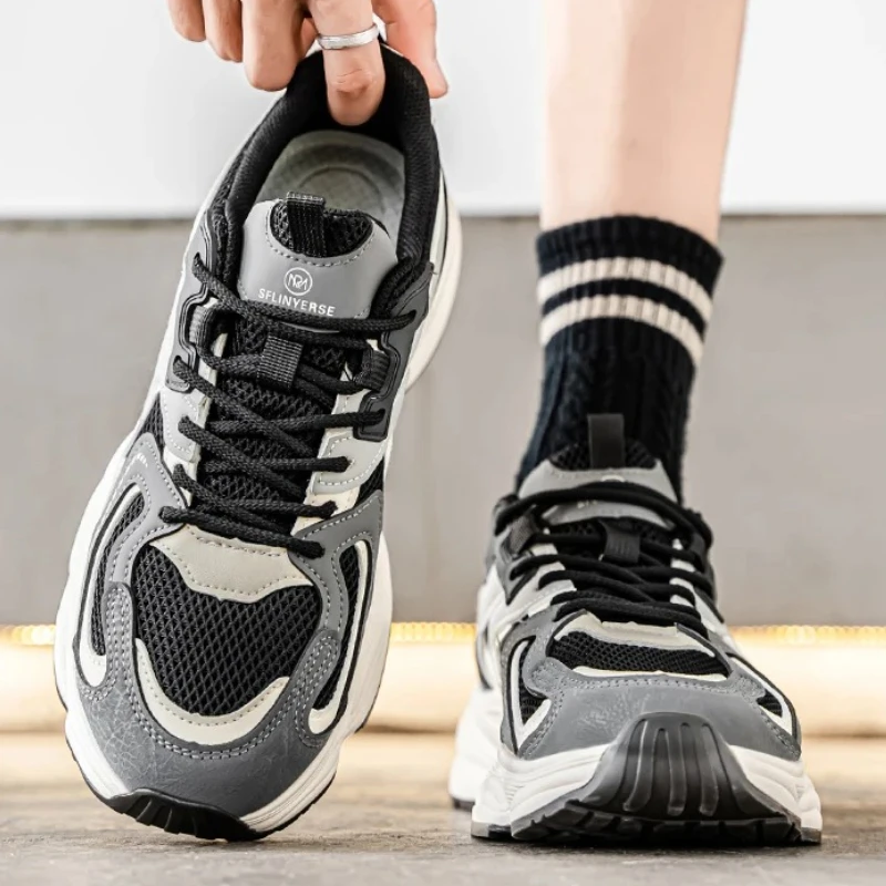 Thick-soled Height-increasing Men's Color-matched Fashionable Versatile All-season High-quality Original Leather Running Shoes 5