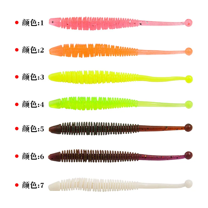 

10pcs Worm Soft Lures shrimp odor Additive Fishing Wobbler 60mm 0.6g Artificial Rubber Soft Bait Carp Bass Isca lure Leurre