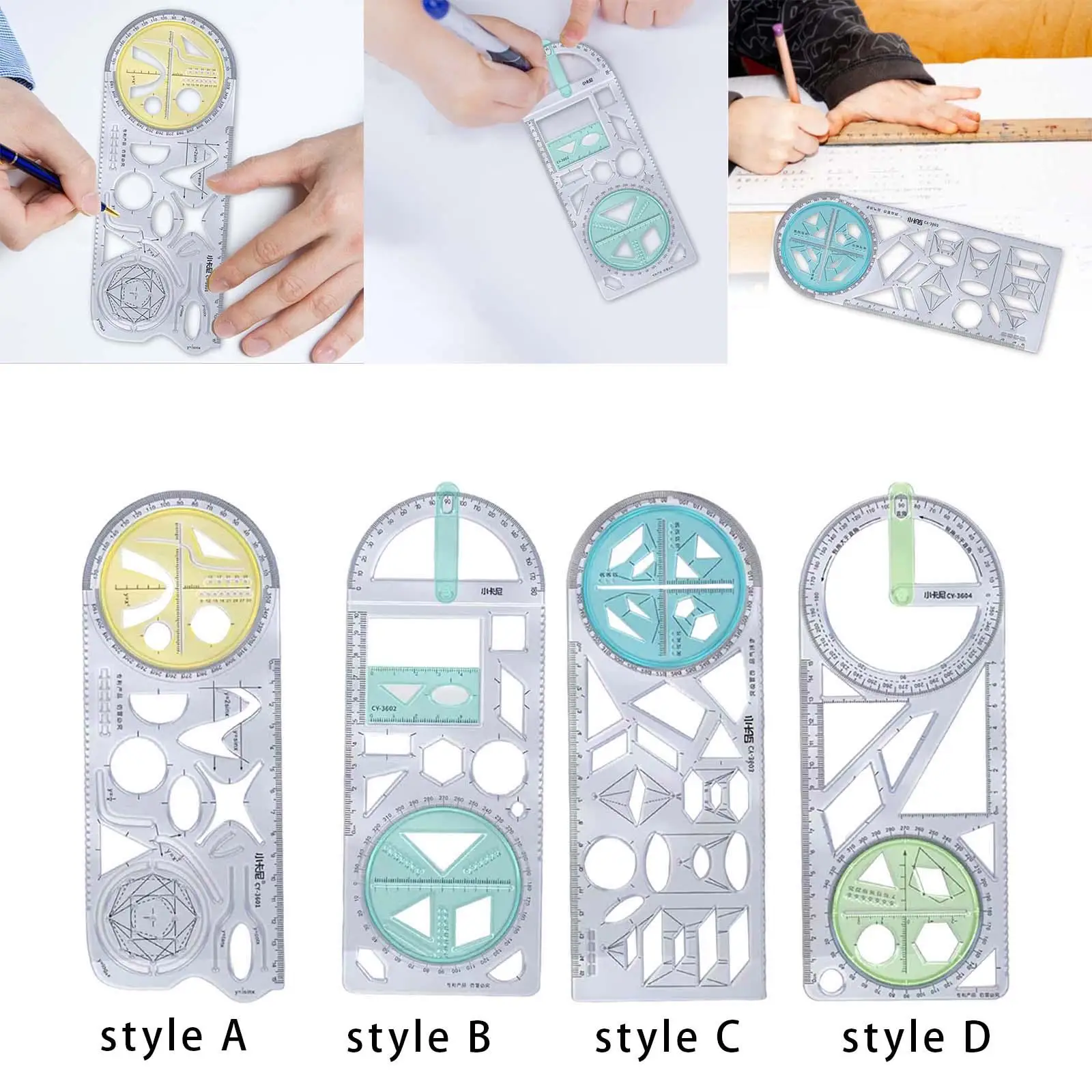 Geometric Ruler Drawing Template Form Work Painting Measuring Stencil Drawing Rulers