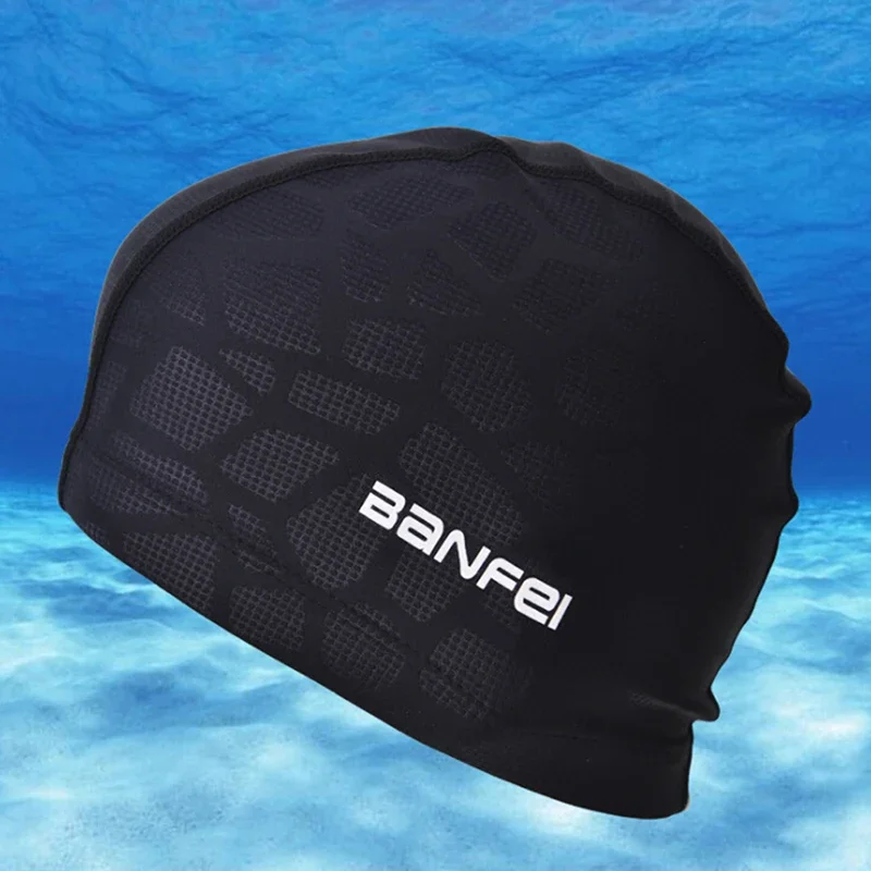 New 2024 Elastic Waterproof PU Fabric Protect Ears Long Hair Sports Swim Pool Hat Swimming Cap Free Size for Men & Women Adults 4