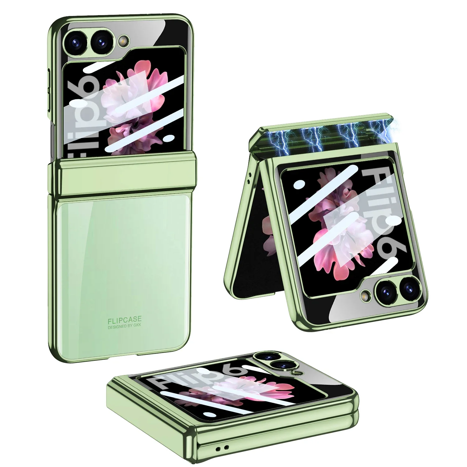 Luxury Magnetic Hinge Ring Holder Transparent Plating Acrylic Case with Screen Protector