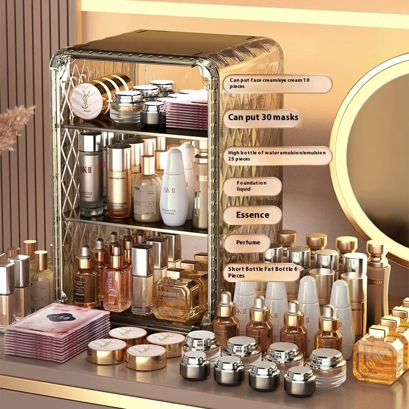 Transparent Cosmetic Box Makeup Jewelry Drawer Desktop Multifunctional Organizer Home Storage Box Light LuxuryCosmetic Organizer 2