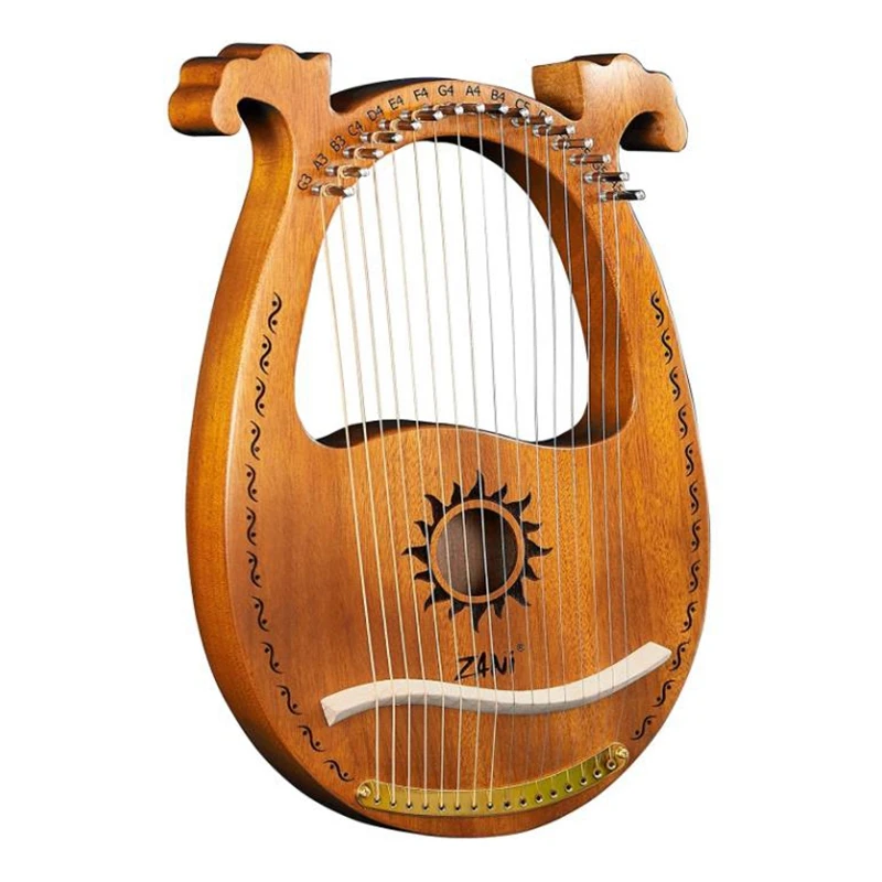 

Zani Lyre Harp,16 String Wood Lyre Harp,16 String Lyre Unique Patterns Carved Phonetic Symbols,For Music Lovers Beginners,Etc