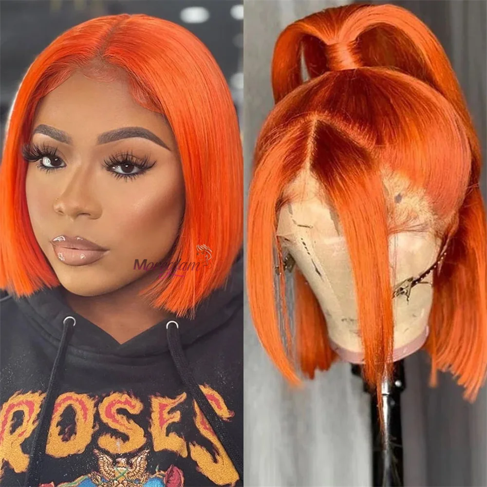 

Orange Bob Wigs Human Hair Short Straight Bob Cut Ginger Human Hair Wig Pre-plucked with Baby Hair 13x4 Lace Frontal Human Hair