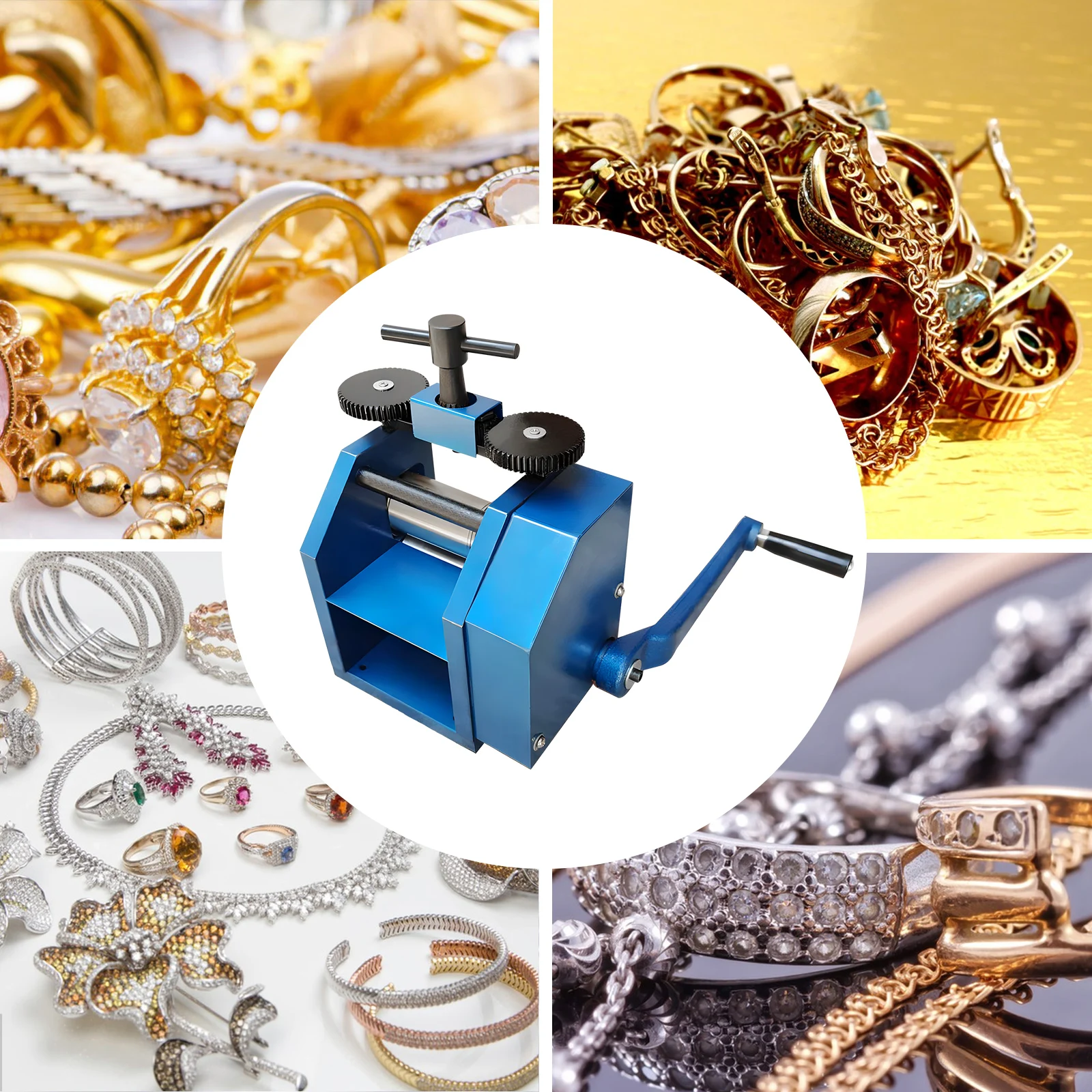 Manuelle Walzenkombinations-Walzmaschine mit Befestigungslöchern, Schmuckpresse, Tablettenwerkzeug, Schmuck-DIY-Werkzeug, Ideales Geschenk