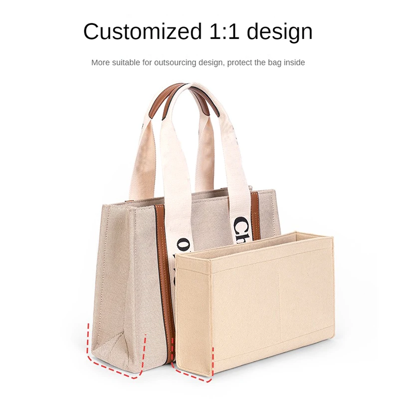 Customizable Felt Tote Bag Organizer, Purse Insert (Invisible