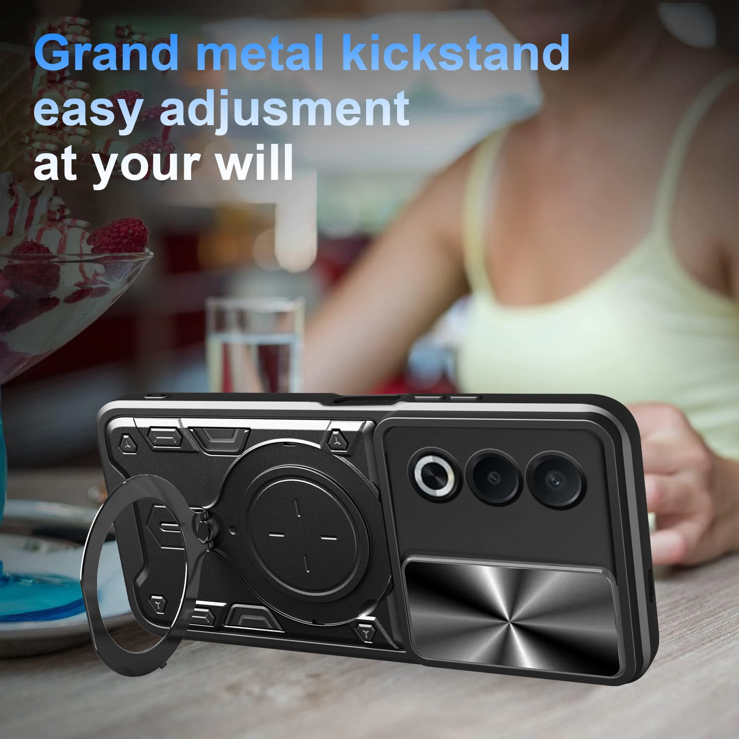 Rotating Magnetic Suction Phone Case with Window Bracket