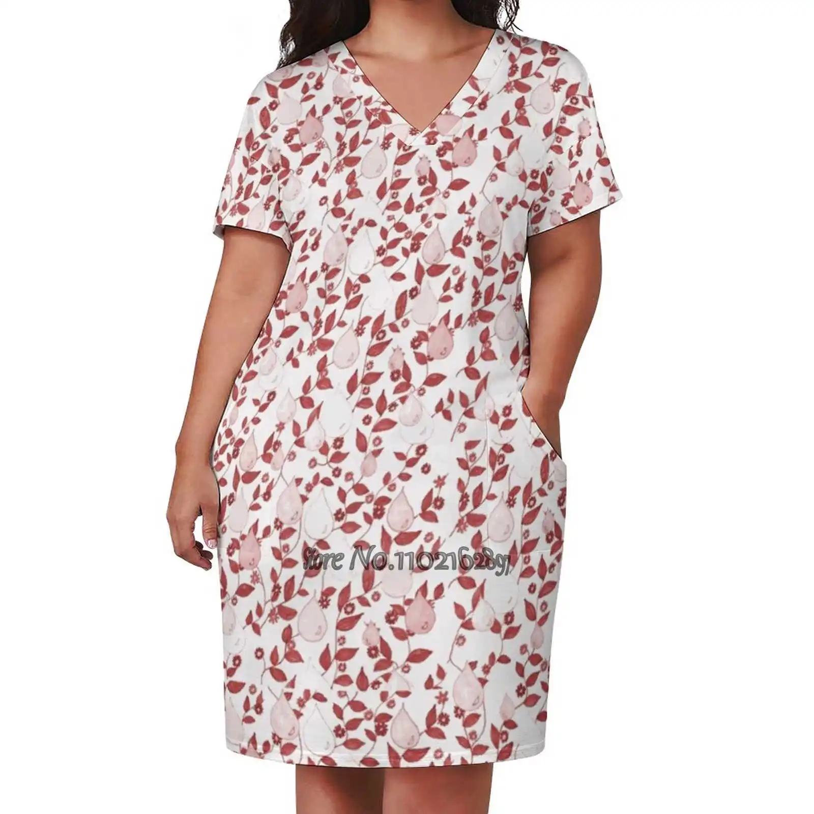 

Red Flowers And Leaves - Shades Of Red Raindrops V-Neck Short Sleeve Skirt Korean Kawaii Skirts Party Dresses Flowers Flower