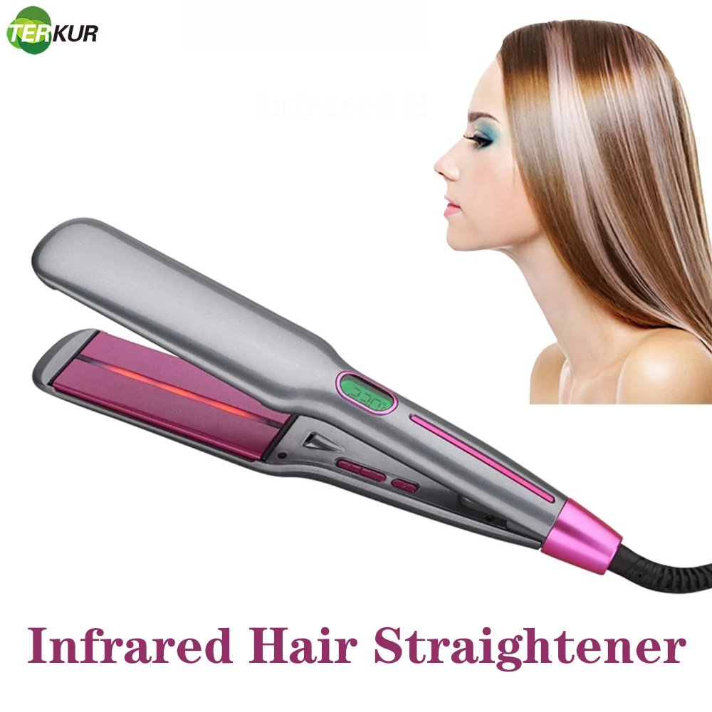 new-infrared-professional-hair-straightener-multifunctional-curling-flat-iron-heated-ceramic-lcd-display-salon-styling-tools