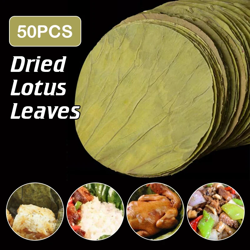 

50 Pcs Natural Dried Lotus Leaves Disc For Outdoor Kitchen Food Tray Glutinous Rice Chicken Making Kitchen Accessories