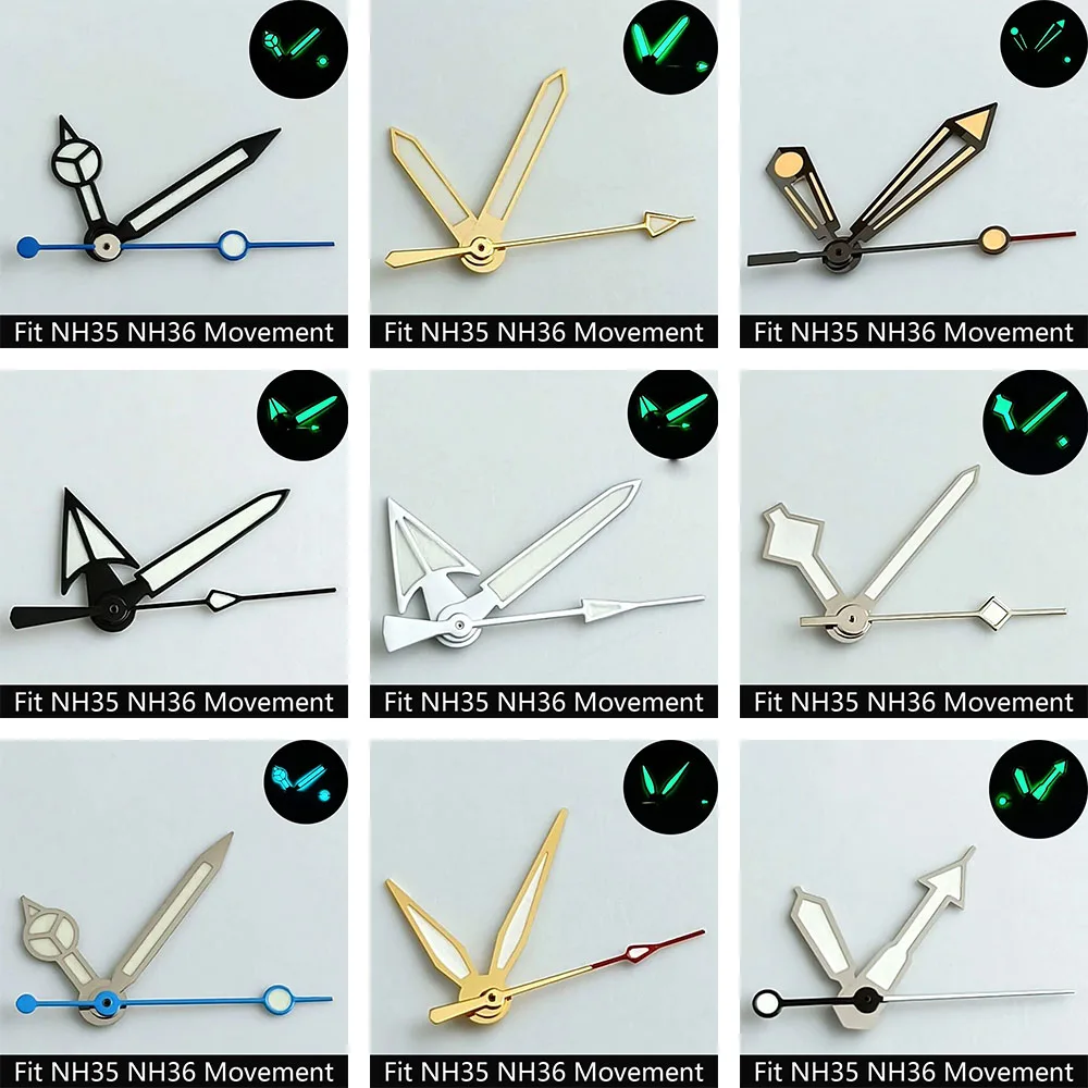 Watch Pointer Green/Blue-green Glow Suitable for N H35/NH36 Sports Watch Pointer Accessories Watch Accessories