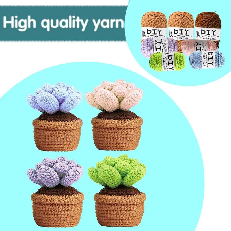 Beginner Crochet Kit For Adults Succulents DIY Crochet Kit For Beginners  Easy To Learn With Step-by-Step Video DIY Supplies With - AliExpress