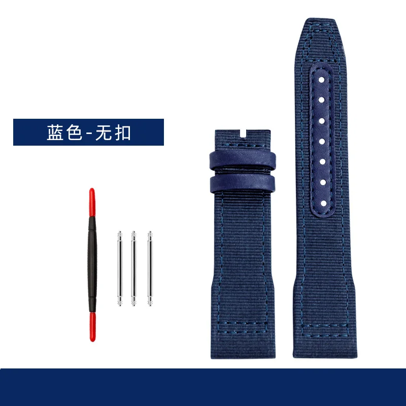 thumbnail image 1 of Pulsera azul y verde de alta calidad para reloj IWC de piel auténtica de nailon Big Pilot Little Prince Mark 18, correa de reloj de 20, 21 y 22 mm, 1 of 5