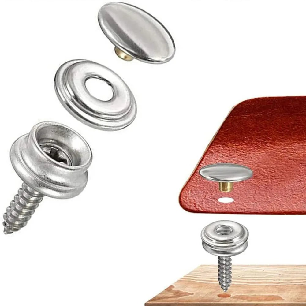 30-90PCS 스테인레스 스틸 나사 4 in 1 버클 15MM 개인 항공기 텐트 보트 캔버스 나사 소켓 DIY 버튼 나사