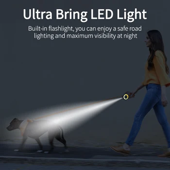 ROJECO 3M Automatic Dog Leash Retractable LED Luminous Leading Fashion Light Straps For Dog Puppy Pet Flexi Walking Running Lead 3